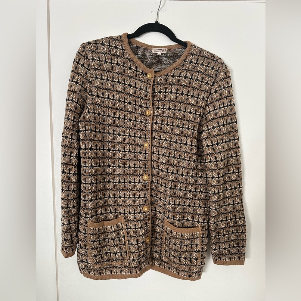 Vintage Bernard Paris Wool Cardigan Sweater Made in France Women’s 40
